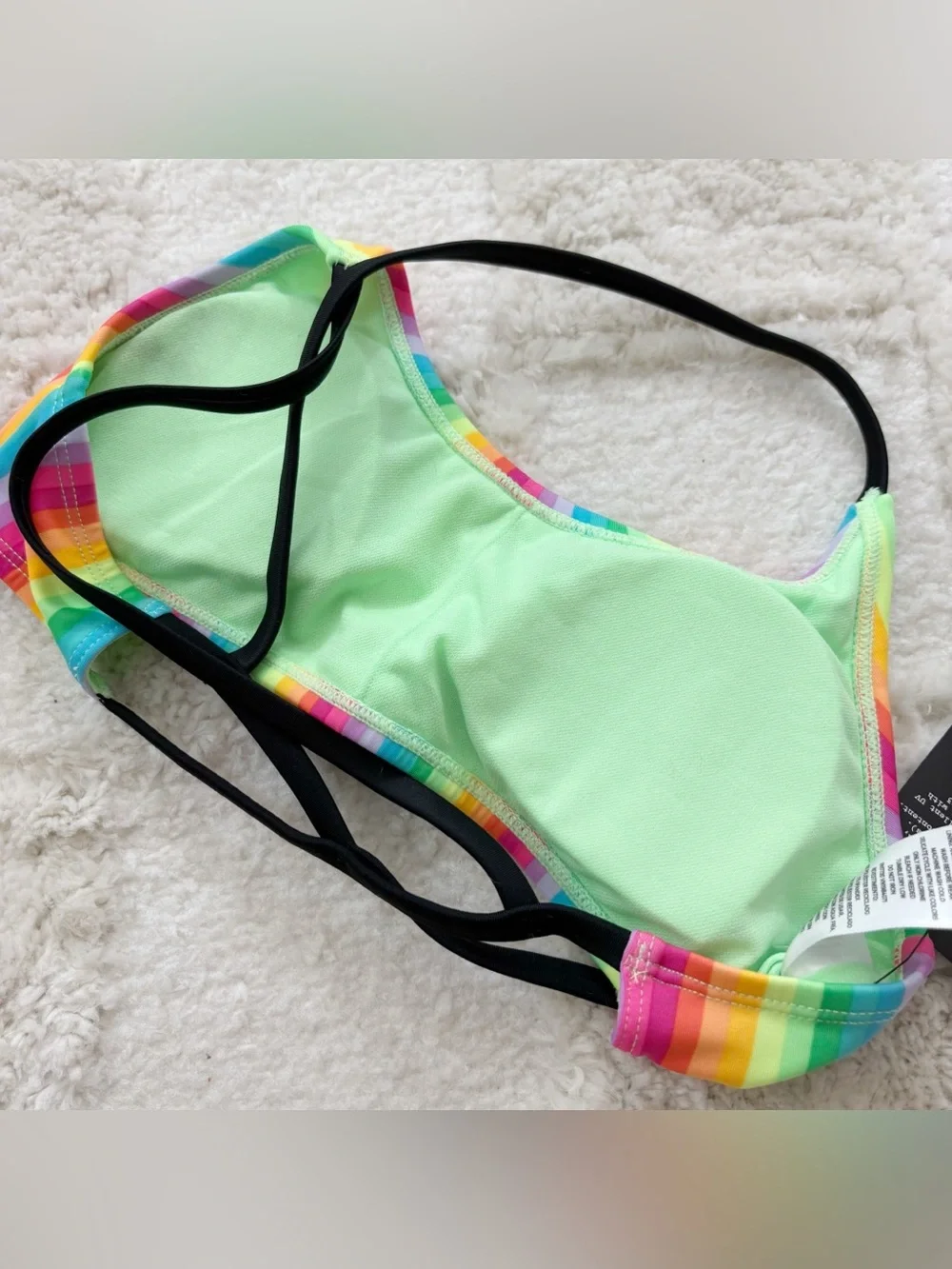 NWT Art Class Rainbow Striped Swimsuit Top Large 10/12
